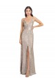 Argent Fourreau Col V Paillette Paillettes Scintillantes Longue Formelles Robes demoiselle d'honneur / Robes de soirée / Robes de bal en Gros