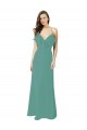 Argent islandais Trapèze Bretelles spaghetti Col V Mousseline Longue Robes demoiselle d'honneur en Gros