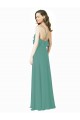 Argent islandais Trapèze Bretelles spaghetti Col V Mousseline Longue Robes demoiselle d'honneur en Gros