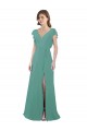 Argent islandais Trapèze Col V Mousseline Longue Robes demoiselle d'honneur en Gros