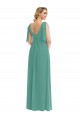 Argent islandais Trapèze Col V Mousseline Longue Robes demoiselle d'honneur en Gros
