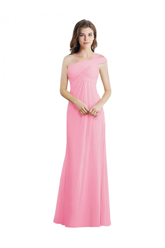 Barely Rose Trapèze Mousseline Longue Robes demoiselle d'honneur en Gros