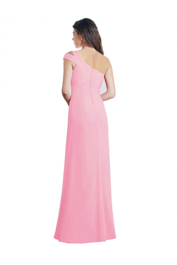 Barely Rose Trapèze Mousseline Longue Robes demoiselle d'honneur en Gros