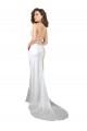 Blanc Fourreau Balayage train Satiné Soyeux Simple Plage Robes de mariée en Gros