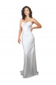 Blanc Fourreau Balayage train Satiné Soyeux Simple Plage Robes de mariée en Gros