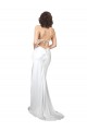 Blanc Fourreau Balayage train Satiné Soyeux Simple Plage Robes de mariée en Gros
