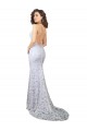 Blanc Fourreau Col Haut Balayage train Dentelle Robes de mariée en Gros