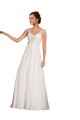 Blanc Fourreau Col V Mousseline Dentelle Robes de mariée en Gros