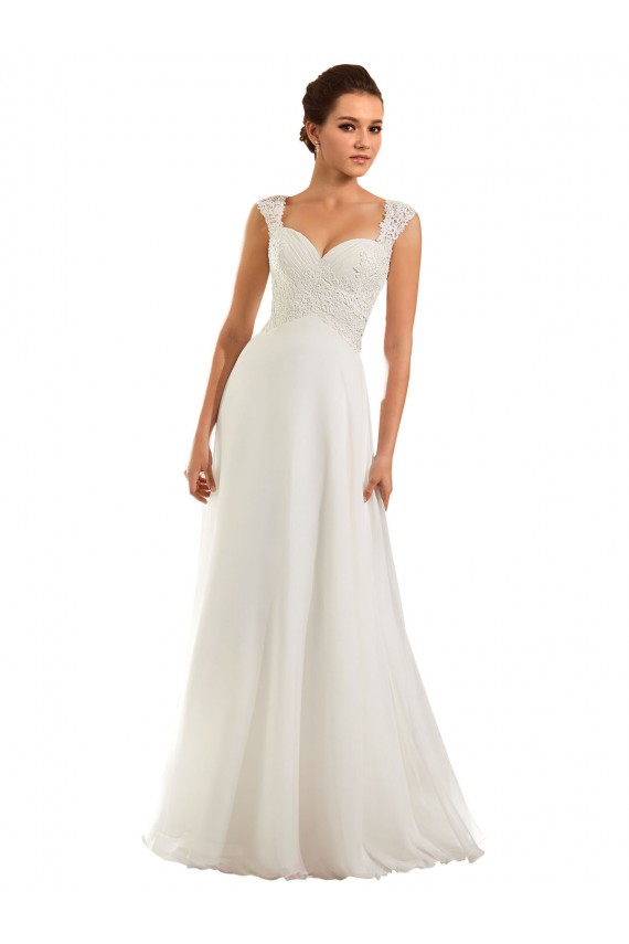 Blanc Fourreau Mousseline Dentelle Robes de mariée en Gros