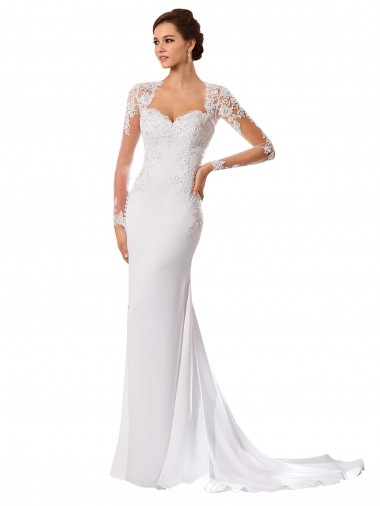 Blanc Fourreau Mousseline Dentelle Robes de mariée en Gros