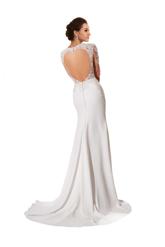 Blanc Fourreau Mousseline Dentelle Robes de mariée en Gros