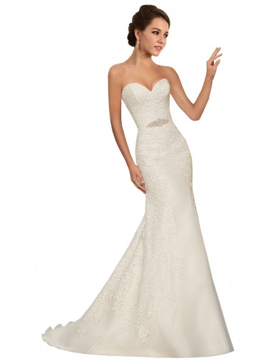 Blanc Fourreau Tulle Dentelle Robes de mariée en Gros