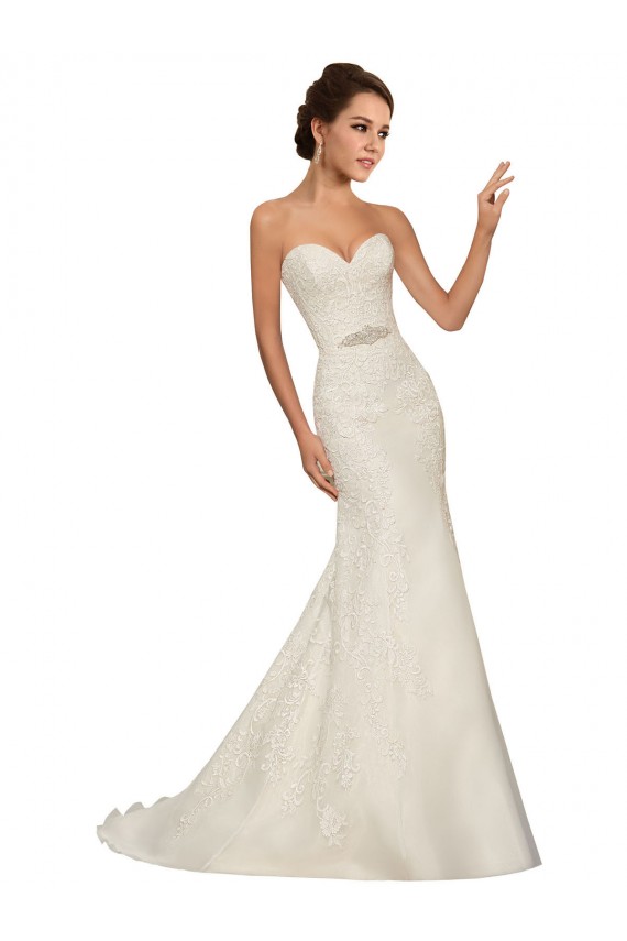 Blanc Fourreau Tulle Dentelle Robes de mariée en Gros