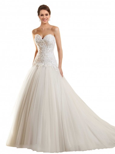 Blanc Princesse Tulle Dentelle Robes de mariée en Gros