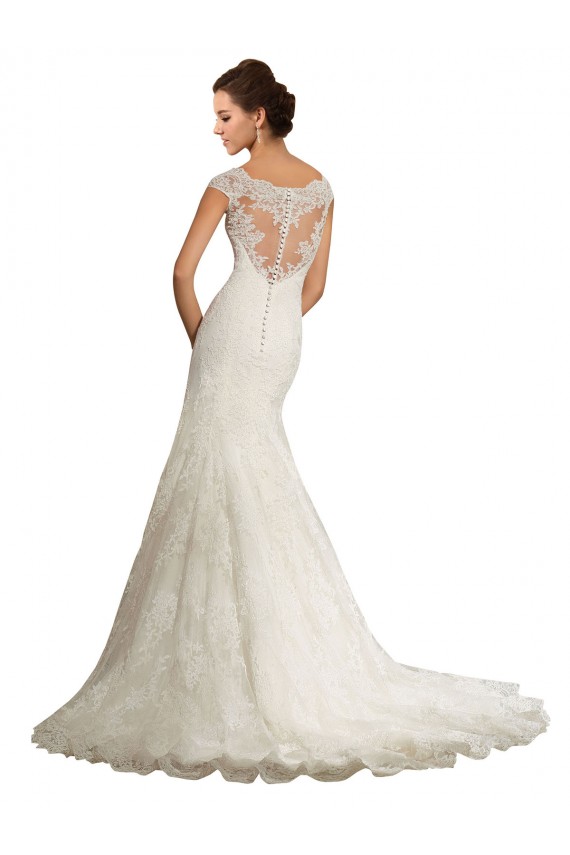 Blanc Sirène Bateau Dentelle Robes de mariée en Gros
