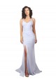 Blanc Sirène Bretelles spaghetti Col Haut Crêpe Stretch Simple Plage Robes de mariée en Gros