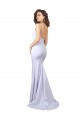 Blanc Sirène Bretelles spaghetti Col Haut Crêpe Stretch Simple Plage Robes de mariée en Gros