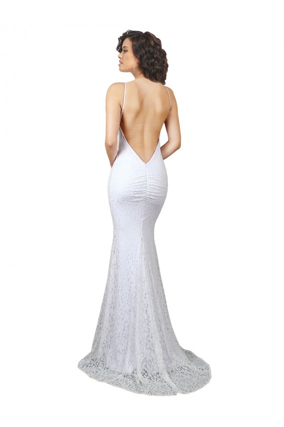 Blanc Sirène Col Haut Balayage train Dentelle Robes de mariée en Gros