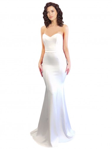 Blanc Sirène Sans bretelle Col Haut Crêpe Stretch Longue Formelles Robes demoiselle d'honneur / Robes de soirée / Robes de bal en Gros