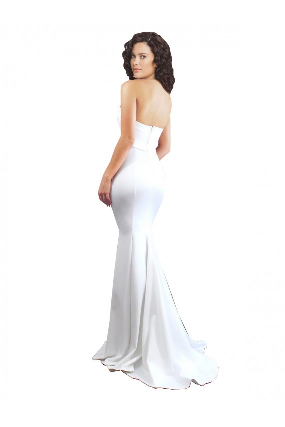 Blanc Sirène Sans bretelle Col Haut Crêpe Stretch Longue Formelles Robes demoiselle d'honneur / Robes de soirée / Robes de bal en Gros