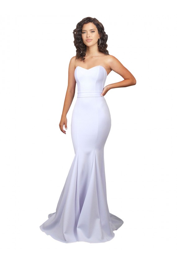 Blanc Sirène Sans bretelle Col Haut Crêpe Stretch Simple Plage Robes de mariée en Gros