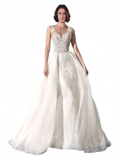 Blanc Sirène Tulle Dentelle Robes de mariée en Gros