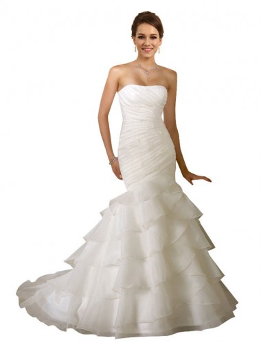 Blanc Sirène Tulle Robes de mariée en Gros