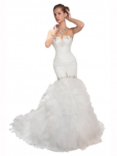 Blanc Sirène Tulle Robes de mariée en Gros
