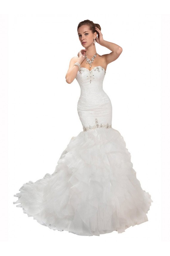 Blanc Sirène Tulle Robes de mariée en Gros