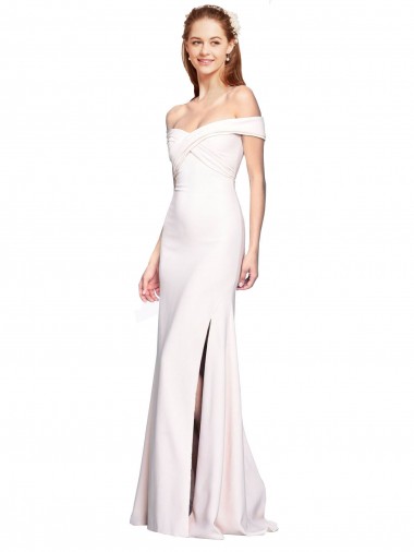 Blanc Sirène Épaule Dénudée Crêpe Stretch Longue Formelles Robes demoiselle d'honneur / Robes de soirée / Robes de bal en Gros