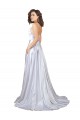 Blanc Trapèze Bretelles spaghetti Satiné Stretch Simple Plage Robes de mariée en Gros