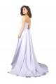 Blanc Trapèze Crêpe Stretch Simple Plage Robes de mariée en Gros