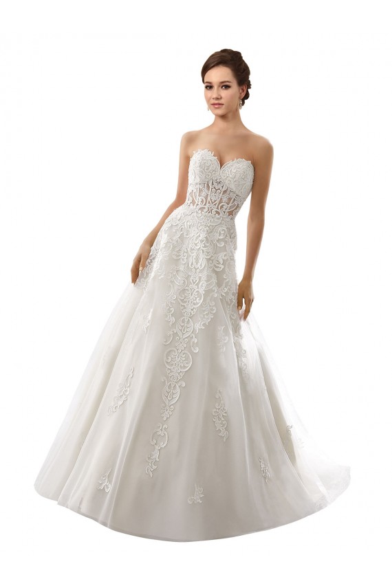 Blanc Trapèze Tulle Dentelle Robes de mariée en Gros