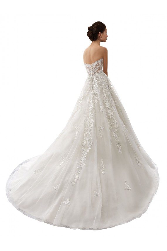 Blanc Trapèze Tulle Dentelle Robes de mariée en Gros