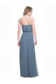 Bleu 135 Trapèze Bretelles spaghetti Mousseline Longue Robes demoiselle d'honneur en Gros