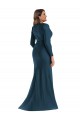 Bleu Atlantic Sirène Col V Satiné Soyeux Longue Formelles Robes demoiselle d'honneur / Robes de soirée / Robes de bal en Gros