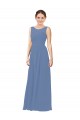Bleu Windsor Fourreau Illusion Mousseline Longue Robes demoiselle d'honneur en Gros
