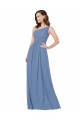 Bleu Windsor Fourreau Mousseline Longue Robes demoiselle d'honneur en Gros