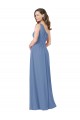 Bleu Windsor Fourreau Mousseline Longue Robes demoiselle d'honneur en Gros