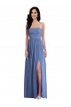 Bleu Windsor Trapèze Bretelles spaghetti Mousseline Longue Robes demoiselle d'honneur en Gros
