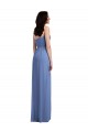 Bleu Windsor Trapèze Bretelles spaghetti Mousseline Longue Robes demoiselle d'honneur en Gros