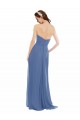 Bleu Windsor Trapèze Sans bretelle Mousseline Longue Robes demoiselle d'honneur en Gros