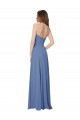 Bleu Windsor Trapèze Sans bretelle Mousseline Longue Robes demoiselle d'honneur en Gros