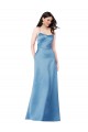 Bleu ciel Fourreau Bretelles spaghetti Col Carré Satiné Longue Formelles Robes demoiselle d'honneur / Robes de soirée / Robes de bal en Gros