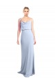 Bleu ciel clair Fourreau Col Haut Crêpe Stretch Longue Formelles Robes demoiselle d'honneur / Robes de soirée / Robes de bal en Gros