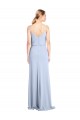 Bleu ciel clair Fourreau Col Haut Crêpe Stretch Longue Formelles Robes demoiselle d'honneur / Robes de soirée / Robes de bal en Gros