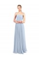 Bleu ciel clair Trapèze Bretelles spaghetti Col Carré Mousseline Longue Robes demoiselle d'honneur en Gros