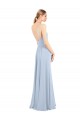 Bleu ciel clair Trapèze Bretelles spaghetti Col Carré Mousseline Longue Robes demoiselle d'honneur en Gros