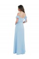 Bleu ciel clair Trapèze Bretelles spaghetti Mousseline Longue Robes demoiselle d'honneur en Gros