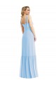 Bleu ciel clair Trapèze Bretelles spaghetti Mousseline Longue Robes demoiselle d'honneur en Gros